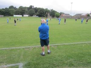 The Hallam boss looks on from the touchline