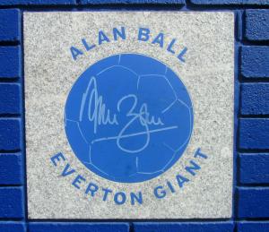 World Cup winner Alan Ball is one of many names on the wall at Goodison Park