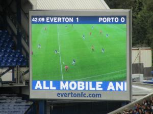 The goal is replayed on the big screen