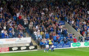 The players celebrate Chesterfield's second