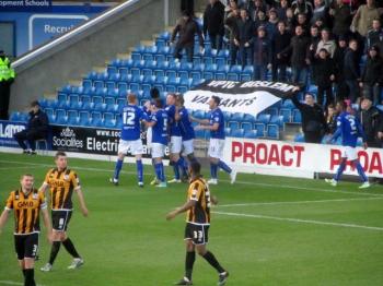 Armand Gnanduillet celebrates his goal